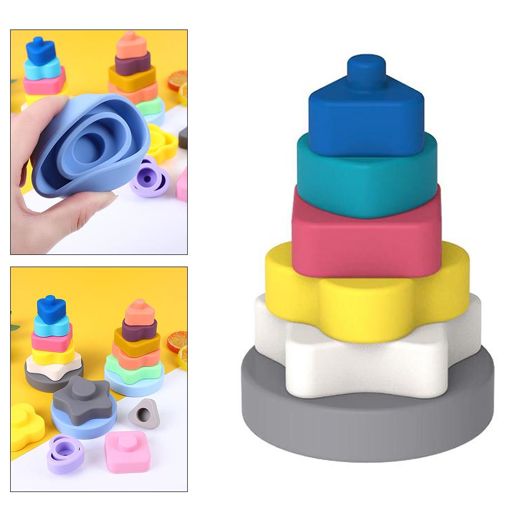Montessori Toy Stacking Toys Silicone Educational Building Blocks Style 1