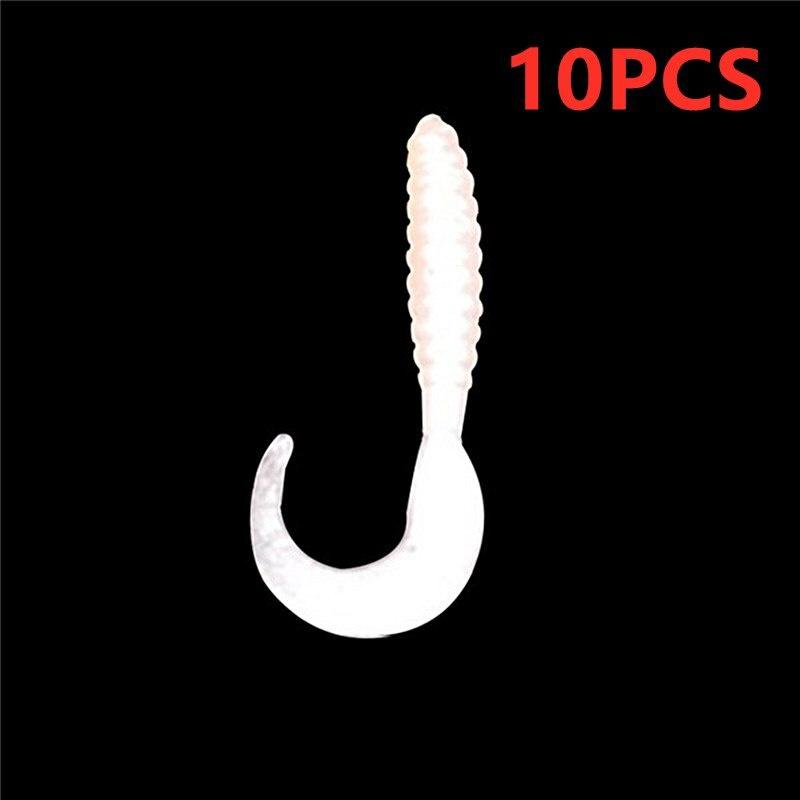 10PCS/Set Fashion Silicone Rubber Fake Maggots Bait Luminous Mini Tail Soft Bait Worm Fishing Lures Fishing Bait 3.5cm/0.7g