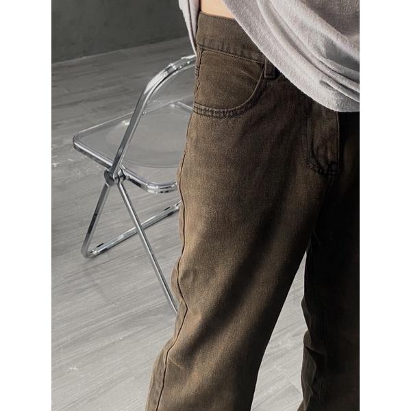 Baggy ống rộng quần jean nam màu nâu đậm siêu lạ