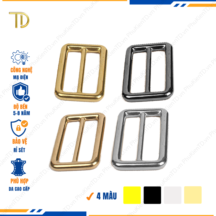 Khoen tăng giảm dây túi xách, Khoen chỉnh dây đeo túi, Tăng đơn túi xách 37mm mạ điện độ bền 5-8 năm