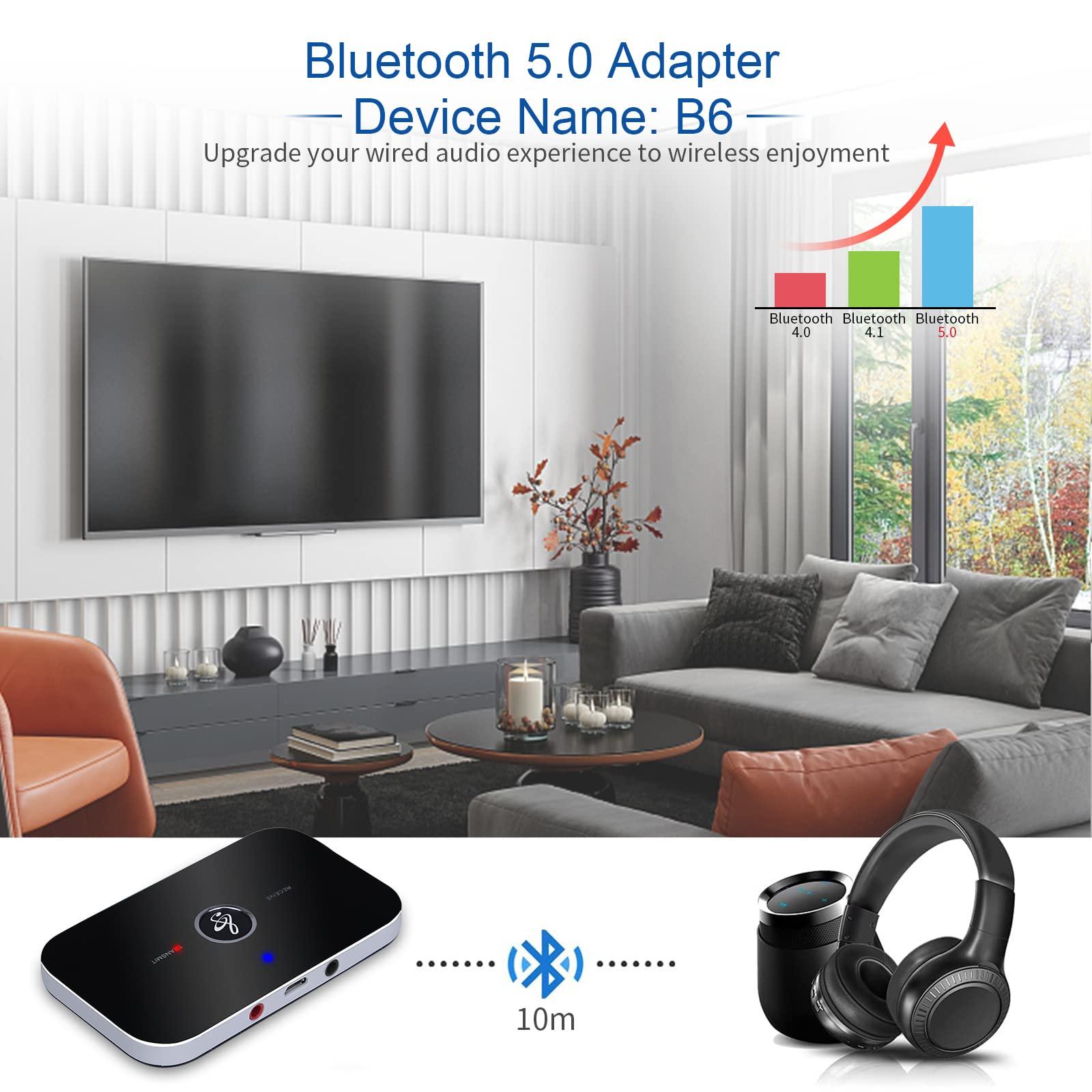 Bộ thu âm Bluetooth, Máy thu âm Bluetooth 5.0 Máy thu âm âm Bluetooth 2-in-1, bộ sạc âm thanh Bluetooth/bộ chuyển đổi RCA với xuất âm thanh 3.5mm
