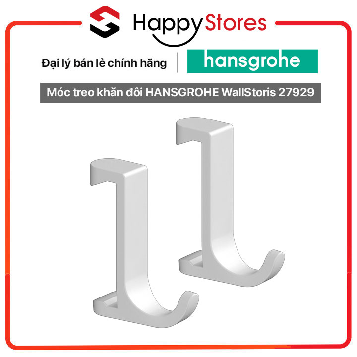 Móc treo khăn đôi HANSGROHE WallStoris 27929 - Hàng nhập khẩu