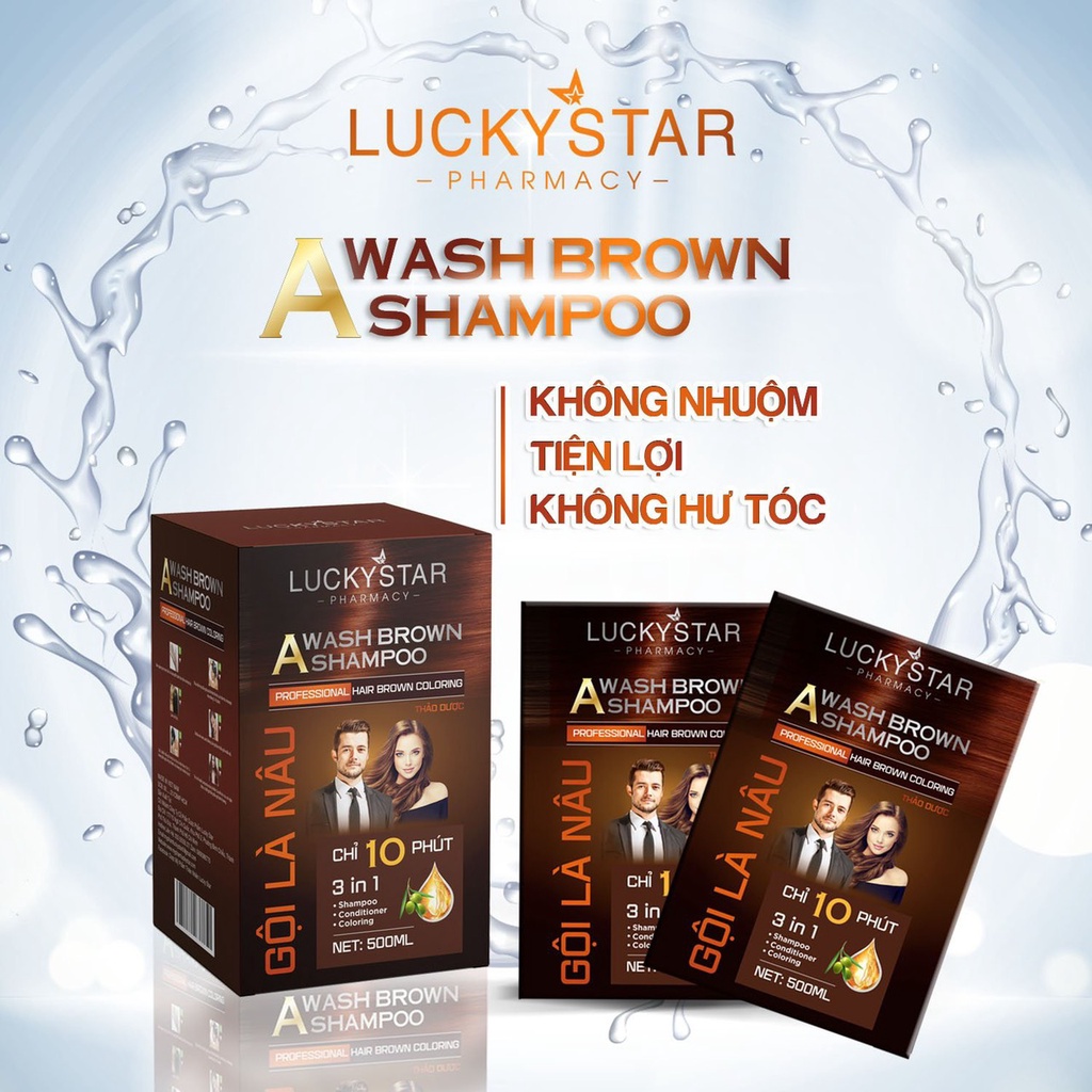 Dầu gội phủ bạc thảo dược cao cấp. Gội là đen LUCKY STAR chiết xuất nhân sâm và thảo mộc tự nhiên. Dầu gội nhuộm tóc giúp tóc đen tự nhiên, khỏe mạnh. Dầu gội đen tóc trong 10 phút ngay tại nhà, phiên bản mới có lược