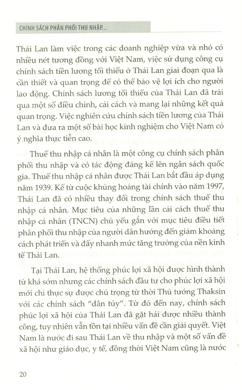 Chính Sách Phân Phối Thu Nhập Của Thái Lan Và Hàm Ý Cho Việt Nam (Sách chuyên khảo)