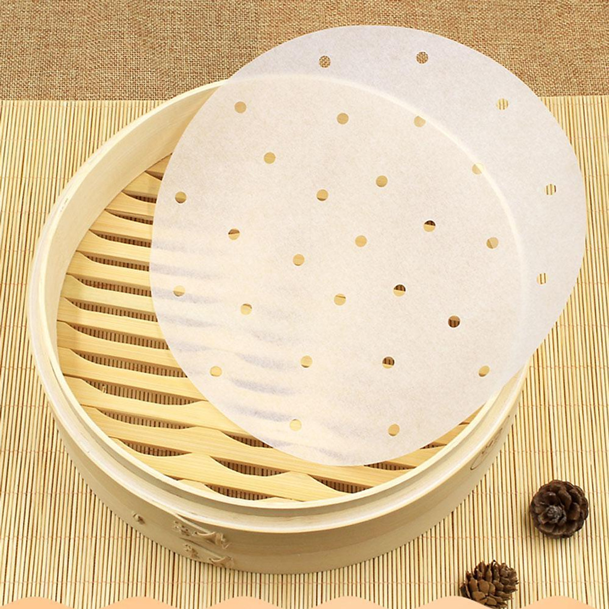 Giấy Nến Tròn Đục Lỗ Cao Cấp KETILO Size 20cm Lót Nồi Chiên Không Dầu, Lót  Xửng Hấp Bánh Bao, Há Cảo, Dimsum - CHÍNH HÃNG