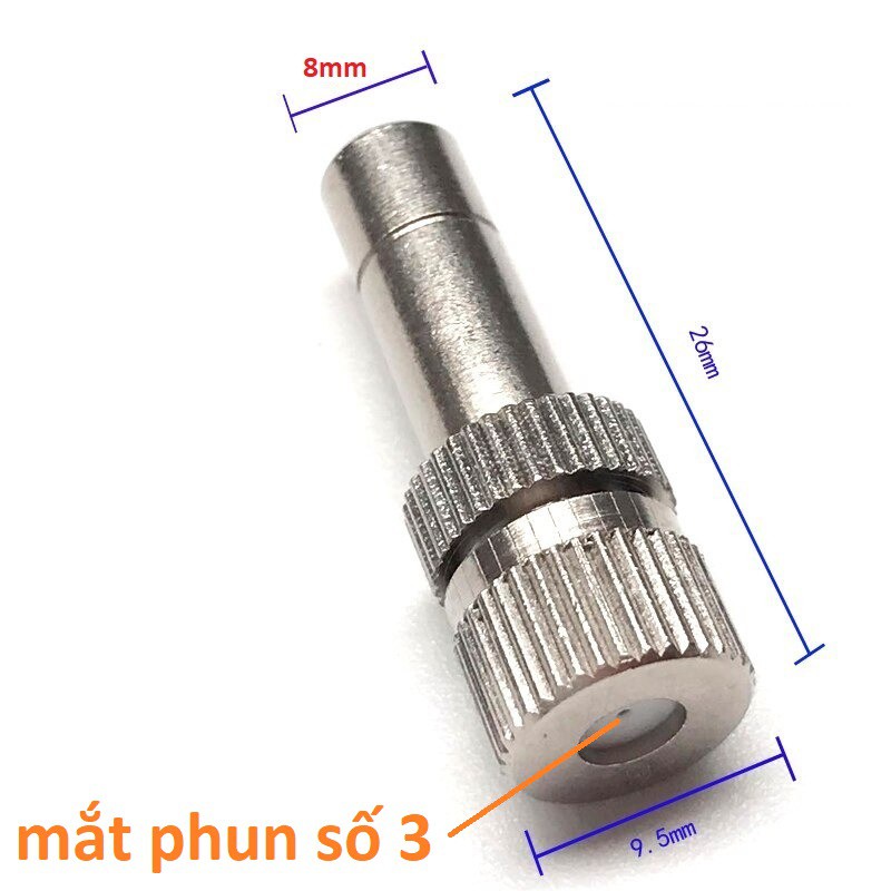 Combo 10 béc phun sương làm mát bằng inox mặt sứ số 2-3-4-6-8 béc phun sương tưới lan béc phun sương tưới cây