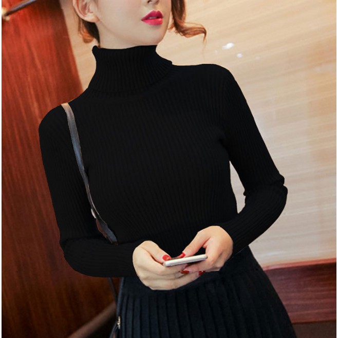 Áo len lụa cổ lọ dài tay trơn siêu mềm, siêu ấm