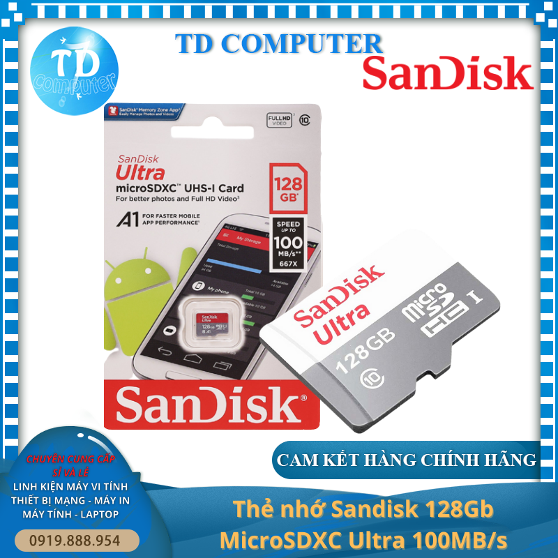 Thẻ nhớ Sandisk 128Gb MicroSDXC Ultra 100MB/s - Hàng chính hãng FPT phân phối