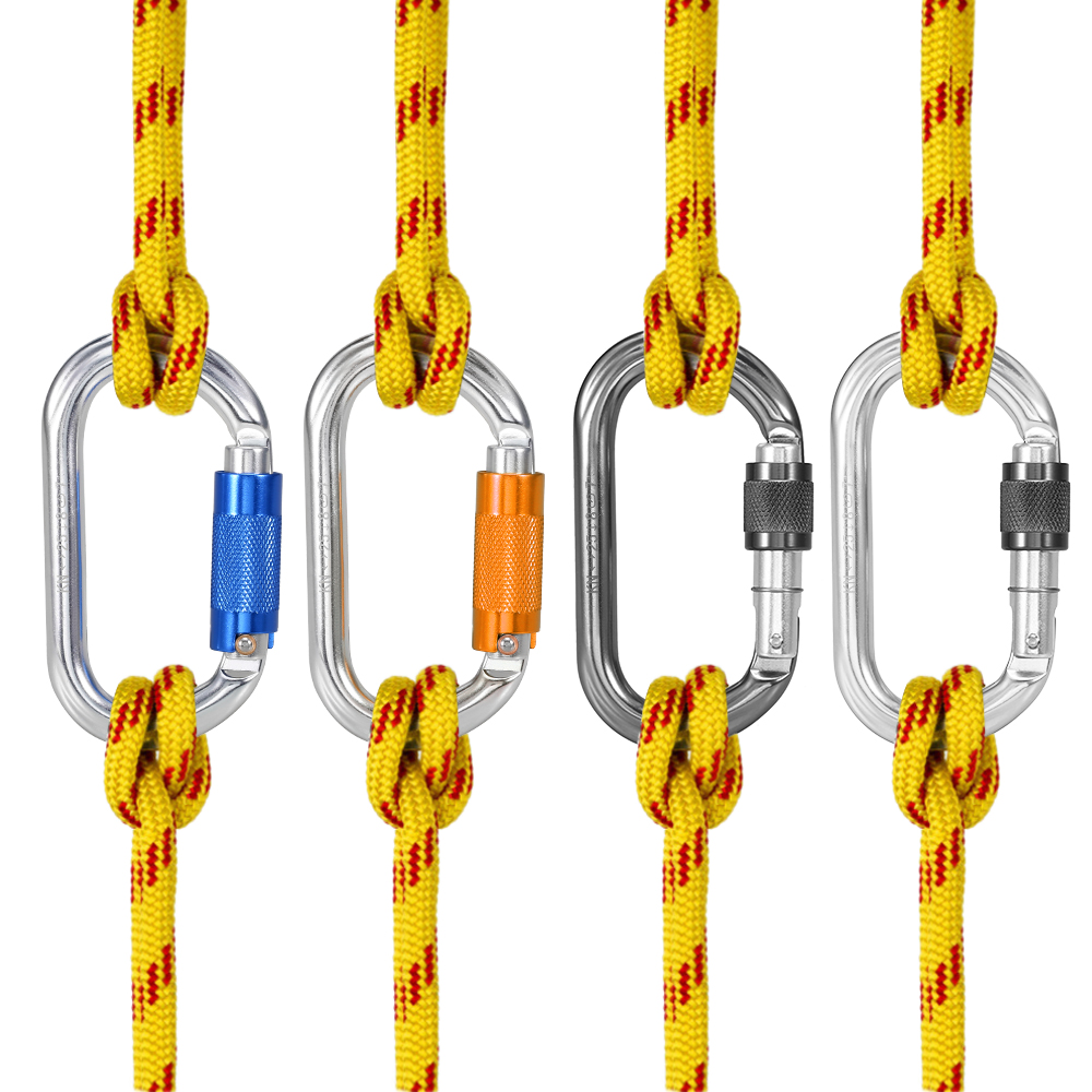 Móc khóa chịu lực leo núi 25KN bằng hợp kim nhôm siêu bền, cổng mở 0.7in