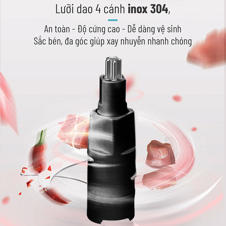 Máy xay thịt 2 lưỡi dao kép cối thủy tinh Nagakawa NAG0812 - Hàng Chính Hãng