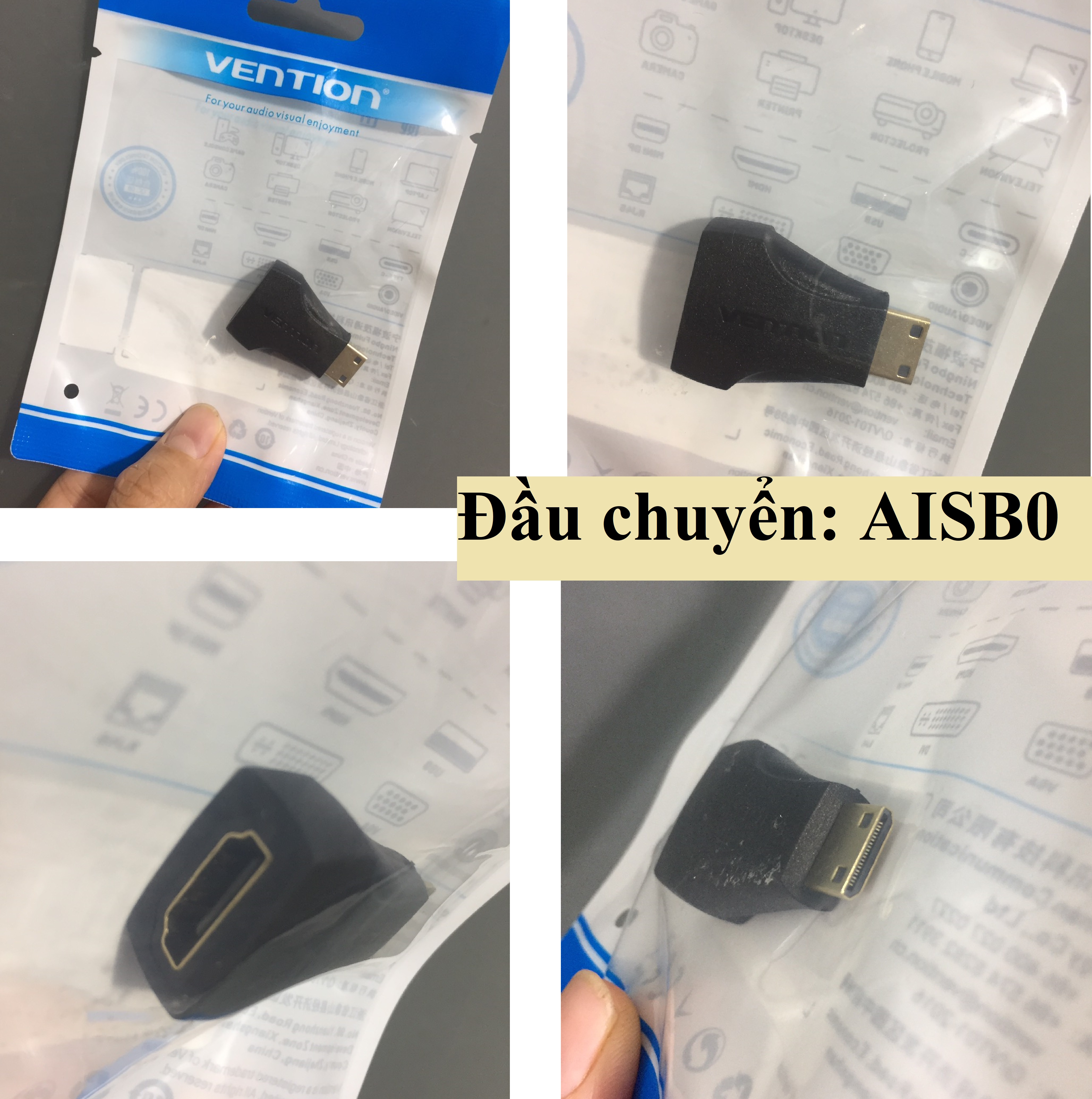 [ Mini HDMI ra HDMI ]  Cáp chuyển / Đầu chuyển Mini HDMI ra HDMI 4K  full HD Vention VAA-D02 AISB0 AGHB _ Hàng chính hãng