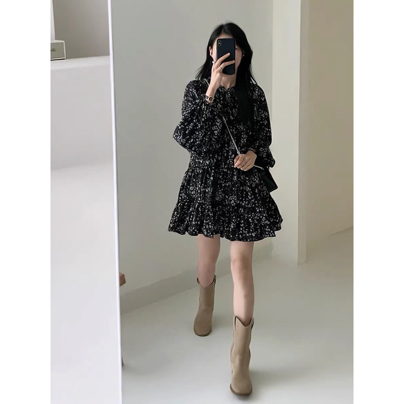 Váy babydoll hoa nhí ulzzang hàn quốc