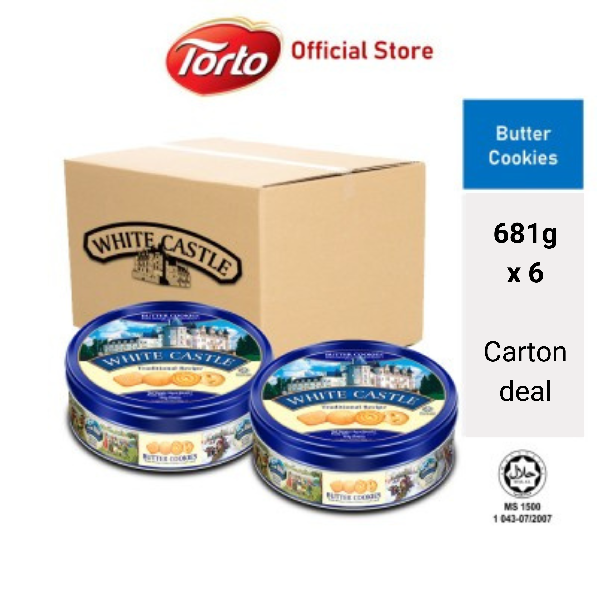 Bánh Quy Bơ Malaysia White Castle hộp thiếc 681g hàng nhập khẩu