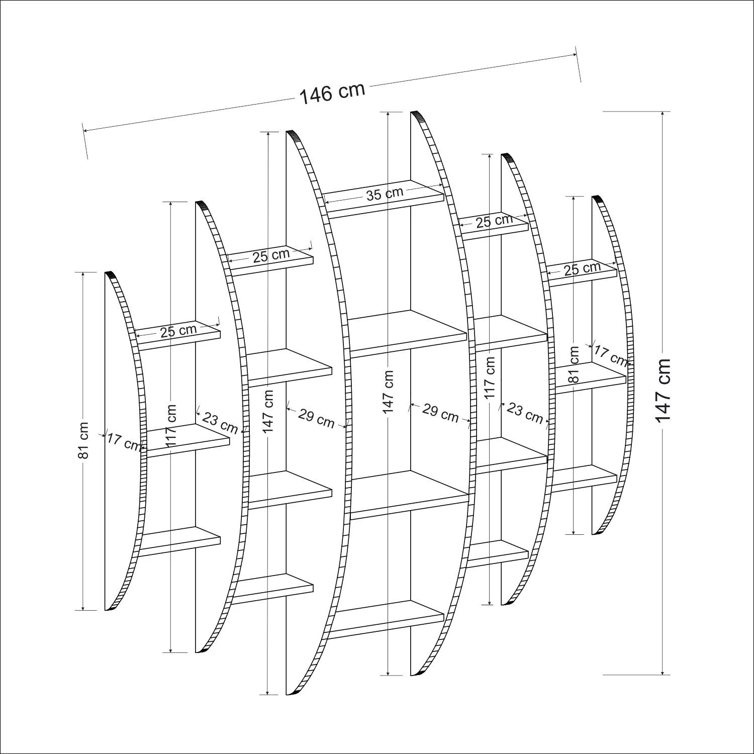 Kệ Gỗ Trang Trí Treo Tường Thiết Kế Dạng Hình Tròn Cách Điệu Độc Đáo SIB Decor KT710