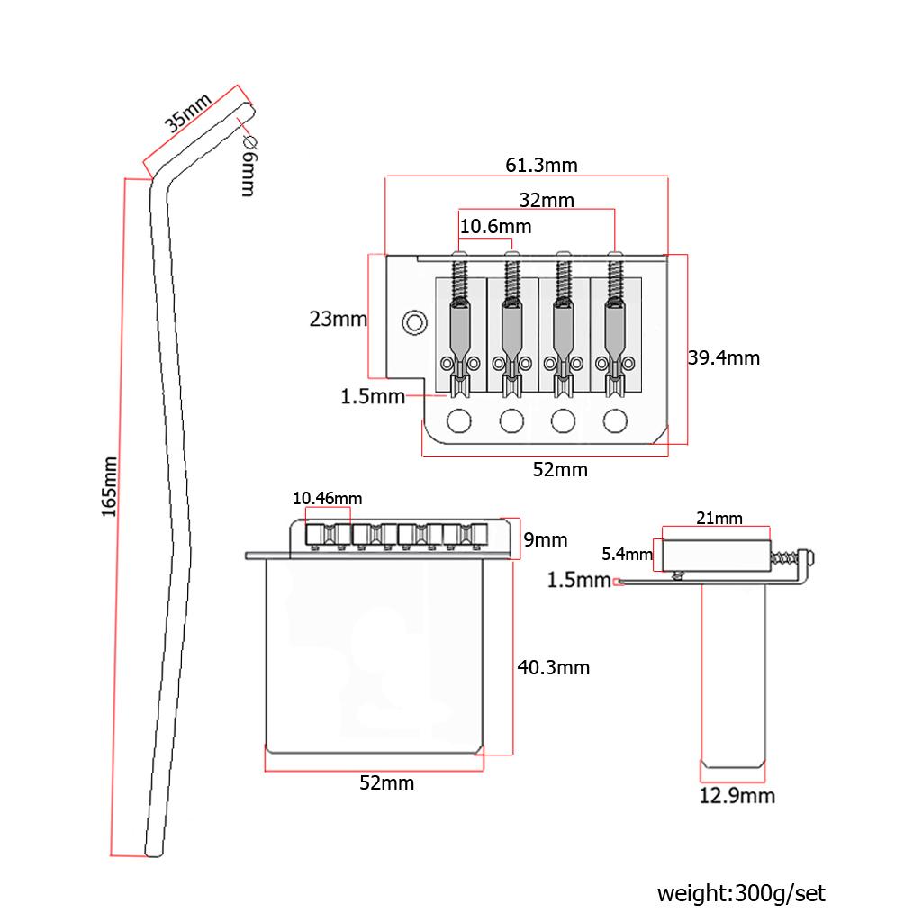 1 Set Metal Roller Saddle Bridge Tailpiece Silver for Cigar Box Guitar, 4 String Electric Guitar