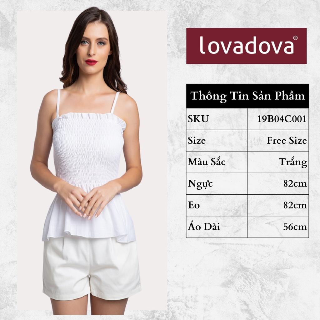 Áo Kiểu, Hai Dây,mNhún Thun, Màu Trắng - Lovadova 19B04C001