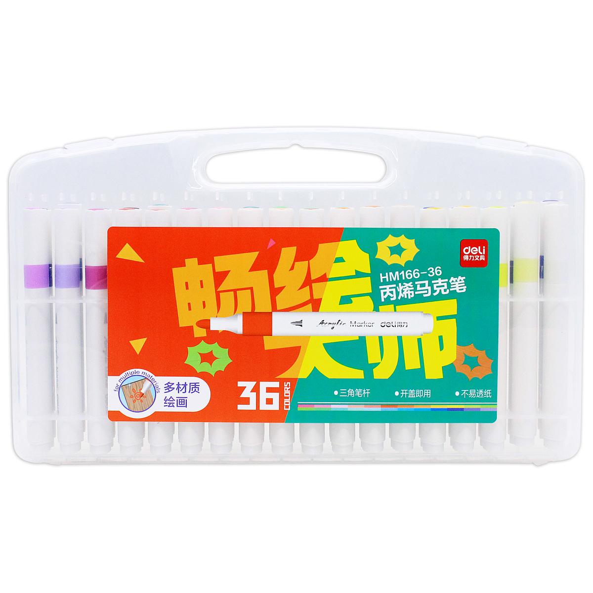 Hộp 36 Bút Màu Acrylic Marker Deli HM166-36