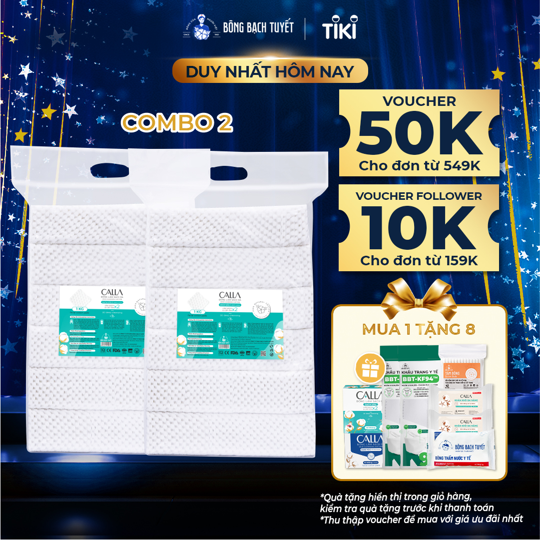 Combo 2 Túi Bông Tẩy trang làm sạch da Bông Bạch Tuyết Calla Sạch Sâu