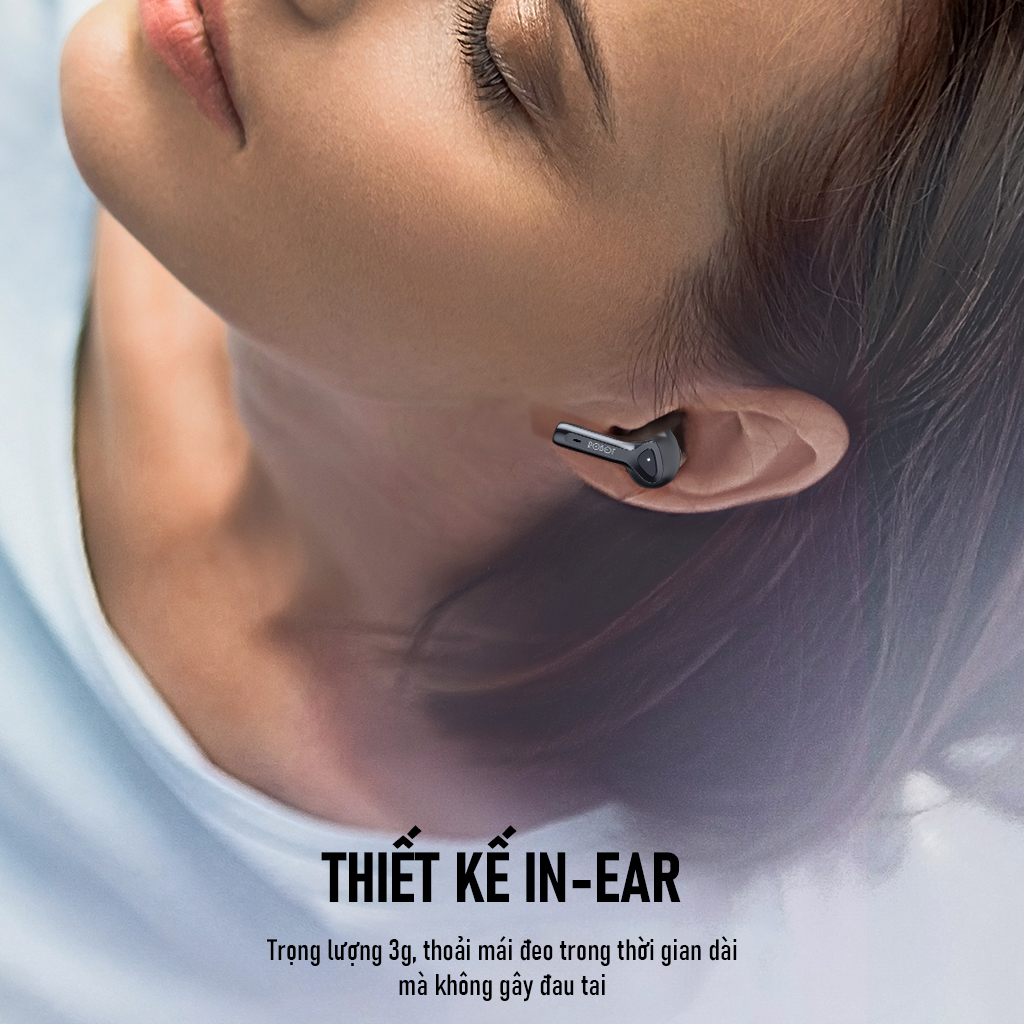 Tai Nghe Bluetooth ROBOT Airbuds T30 Plus Thiết Kế In-Ear Chống Nước Hàng Chính Hãng