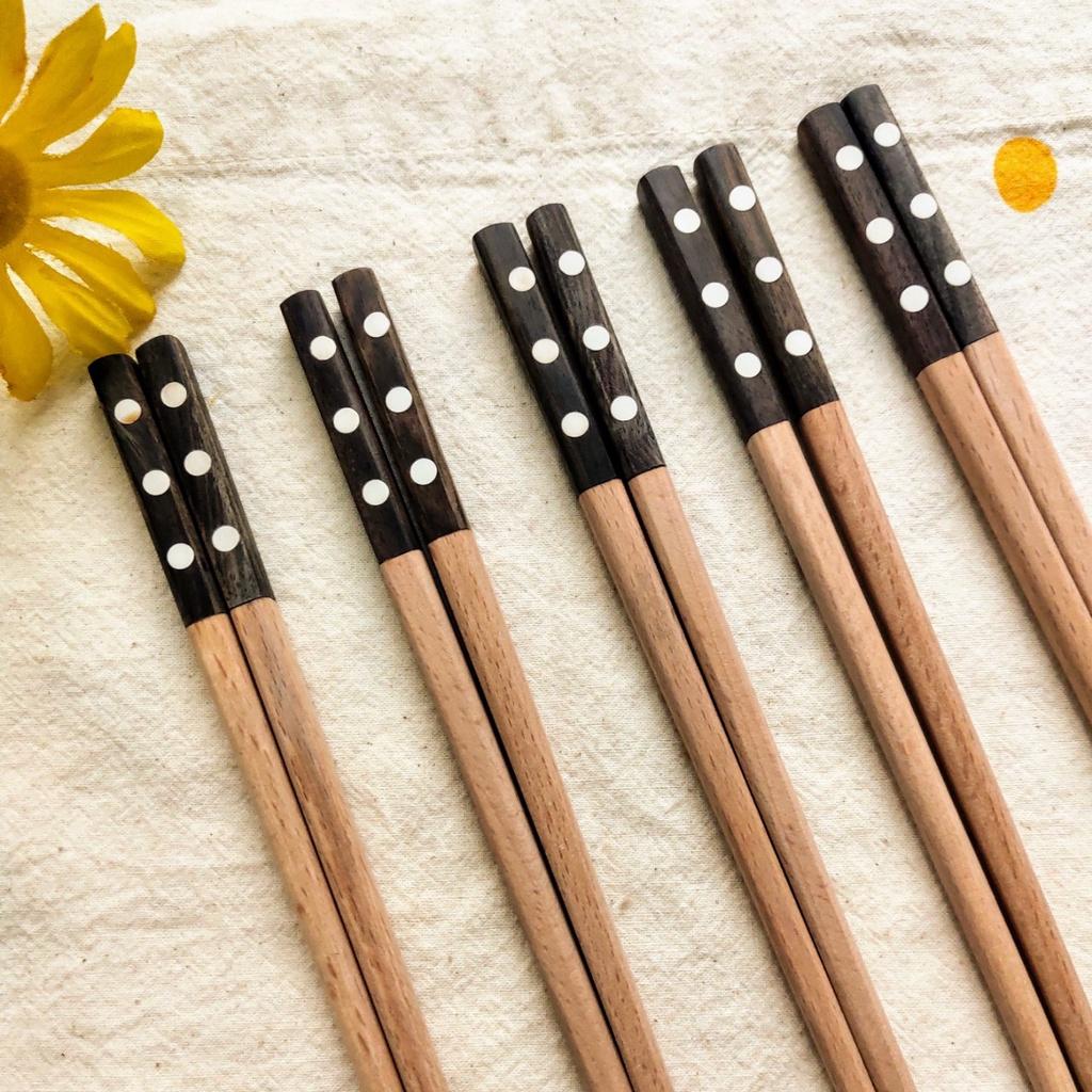 ĐŨA GỖ BEECH KHẢM THỦ CÔNG 23CM, ĐŨA ĂN CƠM AN TOÀN, CHỤP ẢNH TRANG TRÍ SANG TRỌNG