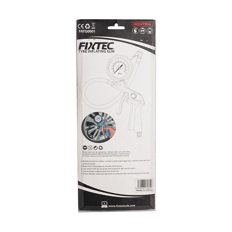Máy bơm lốp ô tô xe máy cao cấp FIXTEC FATG0001 có đồng hồ đo áp suất, dùng cho máy nén khí