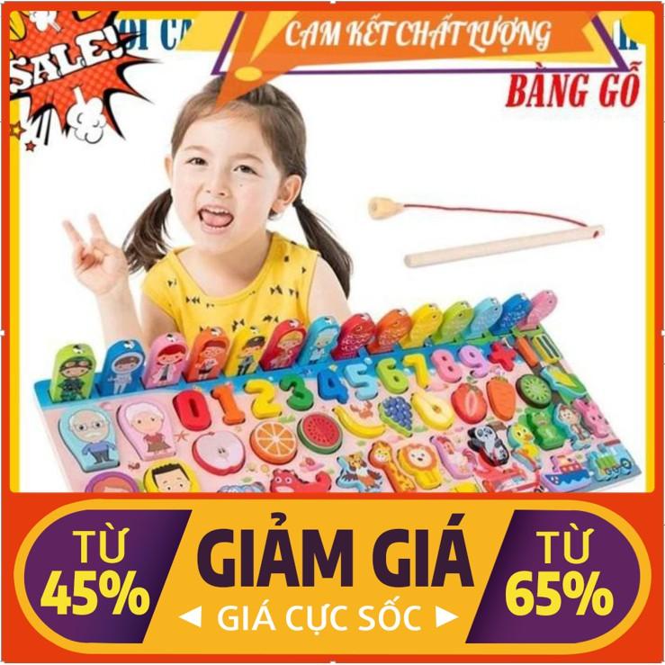 Bộ bảng số thông minh️Freeship bộ đồ chơi câu cá gỗ và ghép số học đếm mẫu mới nhất 2020 cho bé yêu