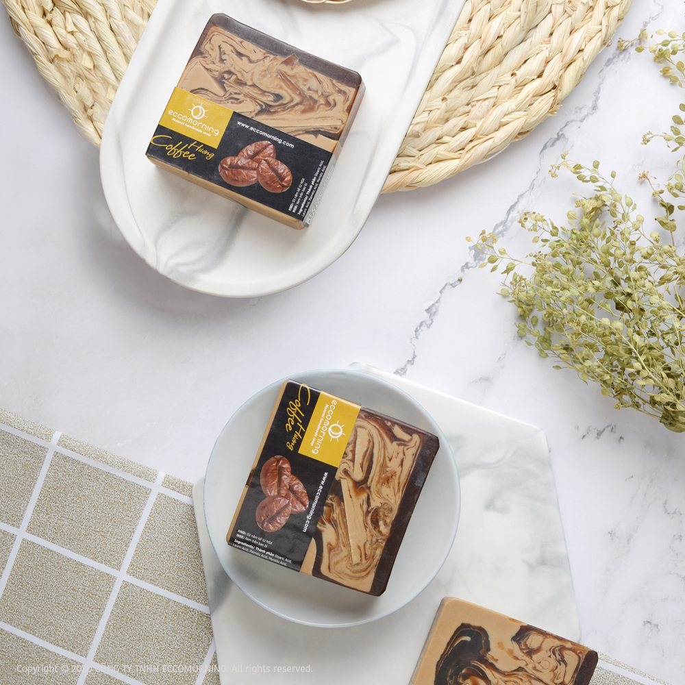 Xà Bông Thiên Nhiên Handmade eccomorning Hình Vuông Hương Cà Phê - Coffee Soap