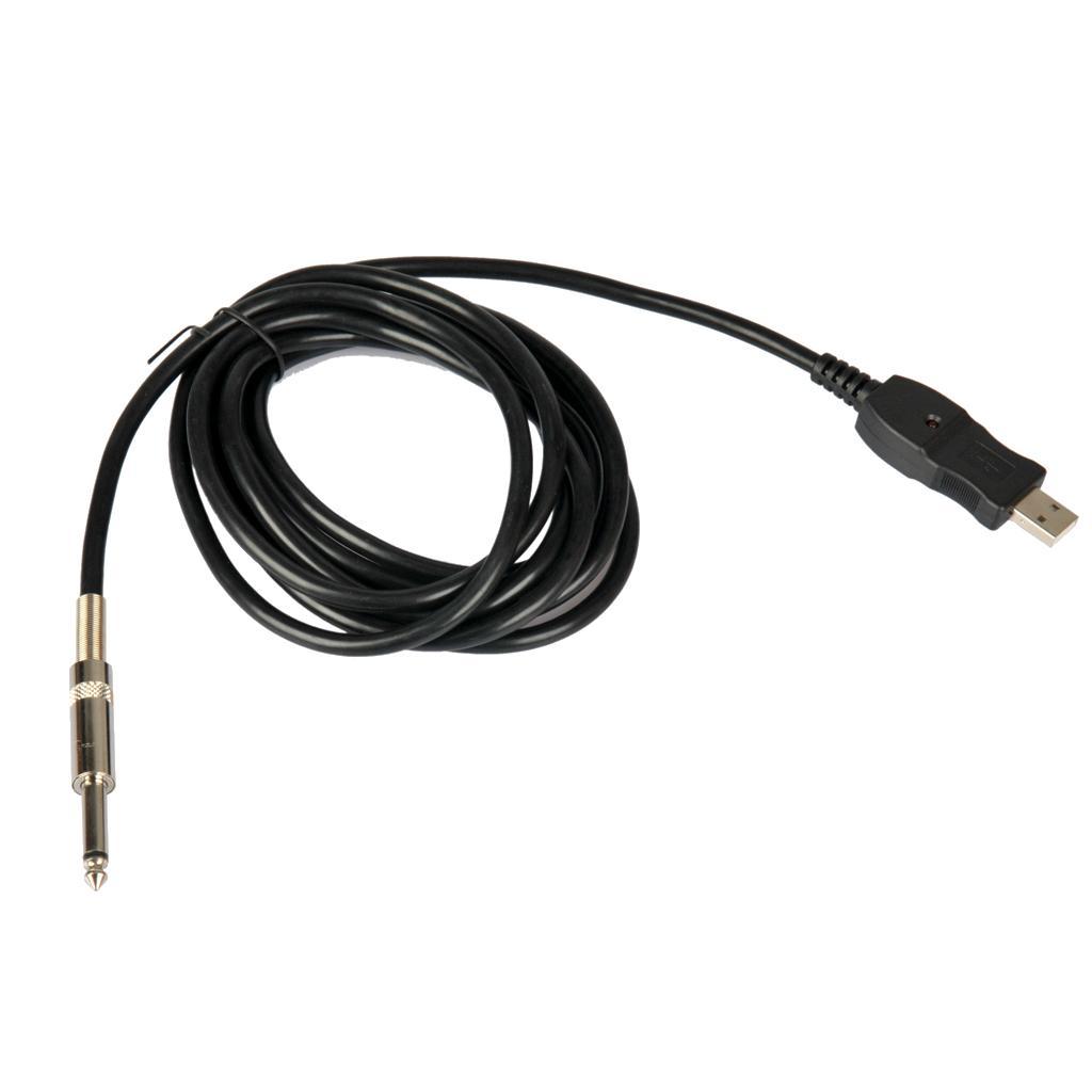 9.8ft Guitar Bass 1/4" USB to 6.3mm Jack Connection Instrument Cable Adapter