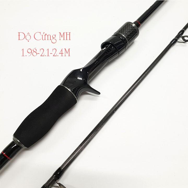 Cần câu lure đen máy ngang 1.98m-2.1m-2.4m độ cứng MH thân carbon đầu bu chống xoắn câu cá cực khỏe RG-1