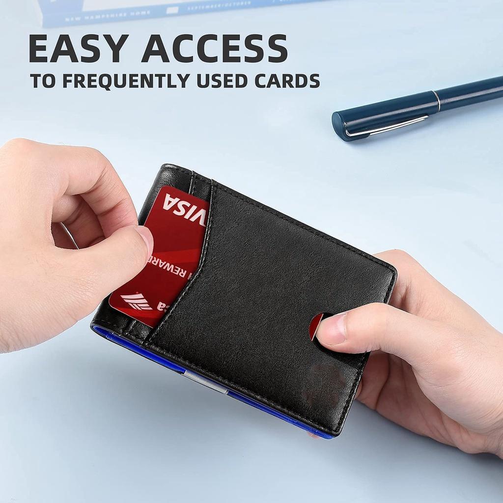 Ví Kẹp Tiền nhiều ngăn thẻ Clip Money RFID Wallet Men Slim (Black Carbon) ️ FREESHIP ️