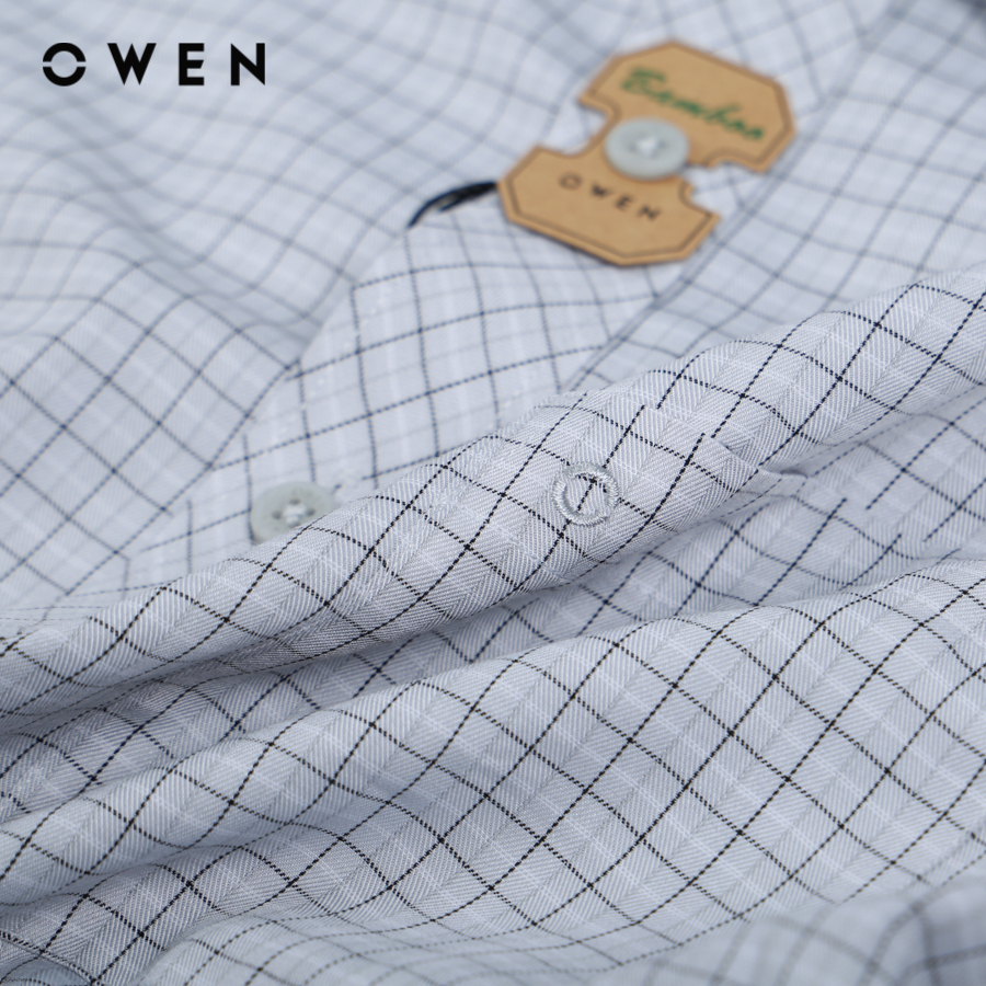 OWEN - Áo sơ mi nam Dài tay form Regular Fit chất liệu Bamboo Kẻ caro nhuyễn có túi - AR20894DT