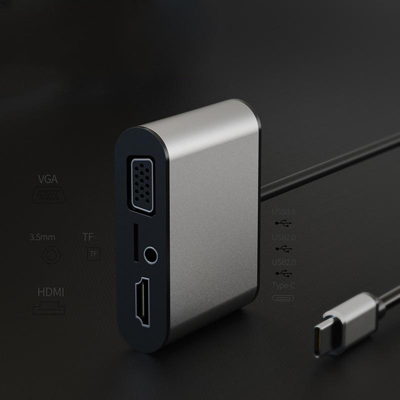 USB Type-C Hub USB 3.0 VGA Adapter Cable PD Charge Splitter for Macbook Pro