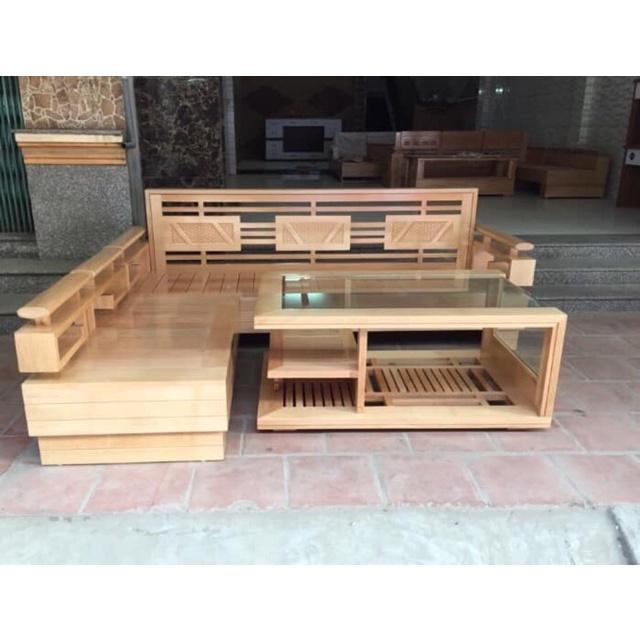 Bàn ghế phòng khách gỗ sồi