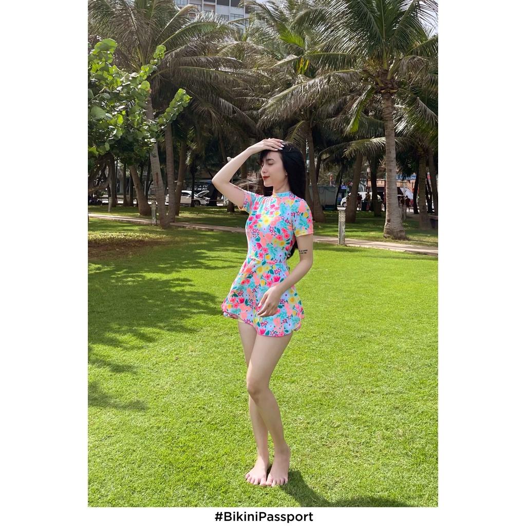 Đồ bơi Nữ BIKINI PASSPORT kiểu Một mảnh váy tay ngắn - màu Floral - BS298_FLO
