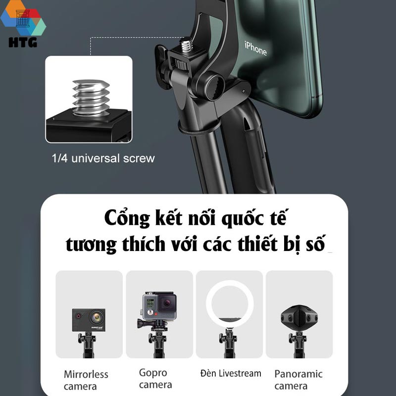 Gậy chụp hình livestream CYKE A61 siêu dài 160cm, có gimbal nhẹ, tích hợp 2 đèn LED chiếu sáng, hàng chính hãng