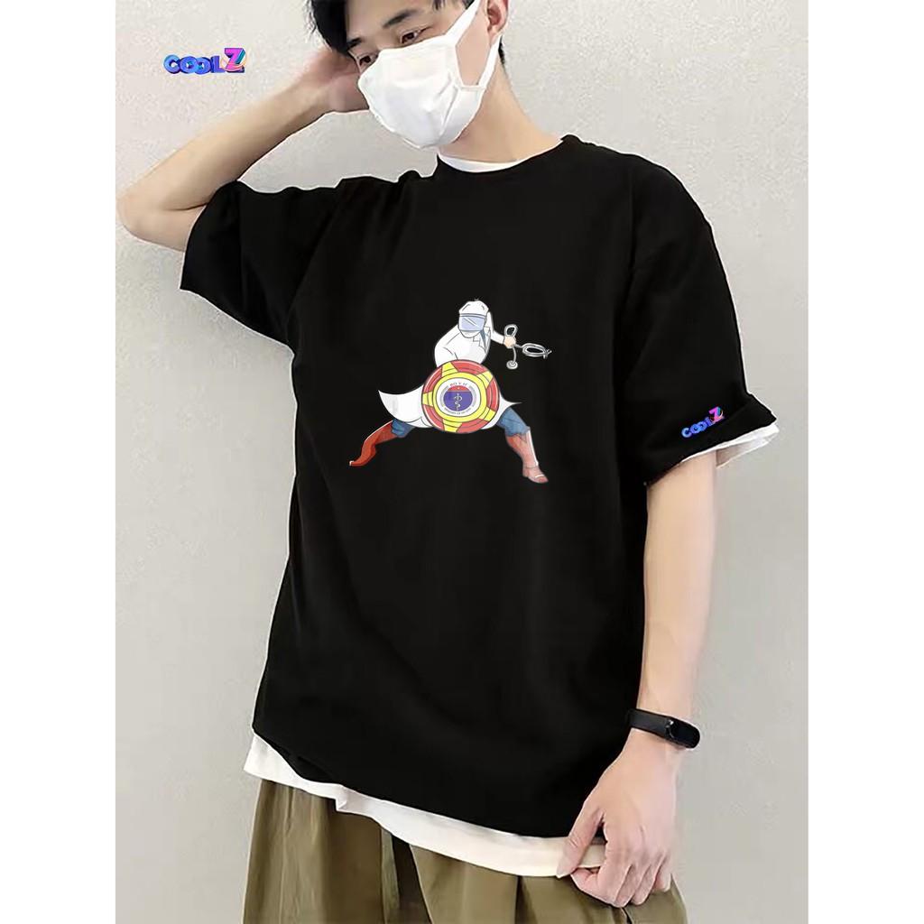 Áo thun tay lỡ. Hoạt hình chống dịch Super. CoolZ phông Unisex nam nữ Cotton oversize form rộng CZ251