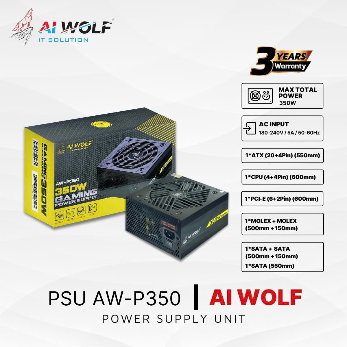 Nguồn Máy Tính  AIWOLF AW-P350 350W– Hàng Chính Hãng