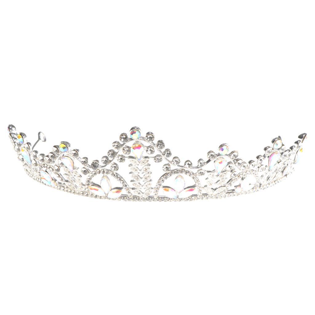 Silver Crystal Tiaras Princess Bridal Crown Hair Clasp For Wedding Party