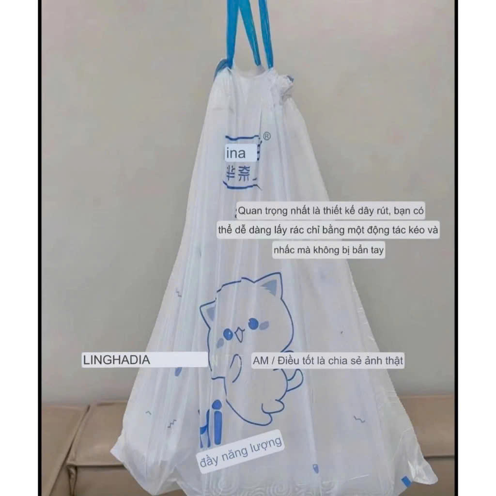 Túi Đựng Rác Cuộn 100 Túi Có Dây Rút 45x50cm – Loại Siêu Dày 360gr / Mỏng 250gr – Nhựa PE Dai Chắc Chắn, Chống Rò Rỉ Nước - HÀNG CHÍNH HÃNG MINIIN