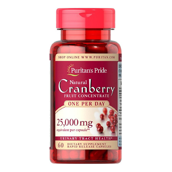 Thực Phẩm Chức Năng - Viên Uống Giảm Viêm Đường Tiết Niệu, Giảm Tiểu Dắt, Chống Oxy Hóa Puritan'S Pride Natural Cranberry (60 Viên)