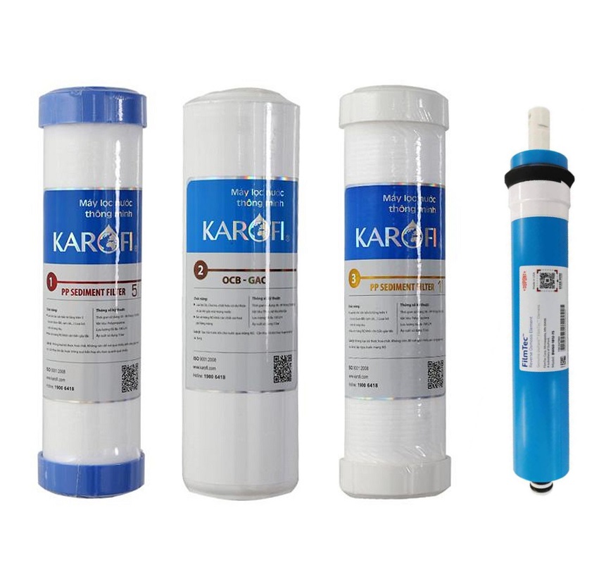 Combo Lõi Lọc Karofi 1, 2, 3, Màng Ro - Hàng Chính Hãng