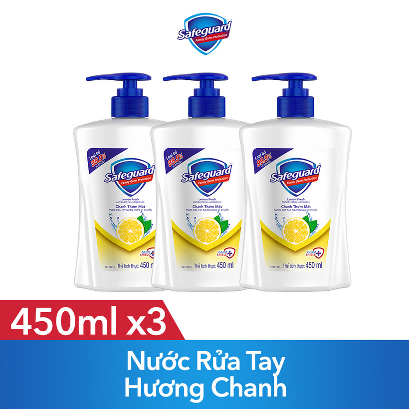 Combo 3 Nước Rửa Tay SAFEGUARD Hương Chanh 450ml