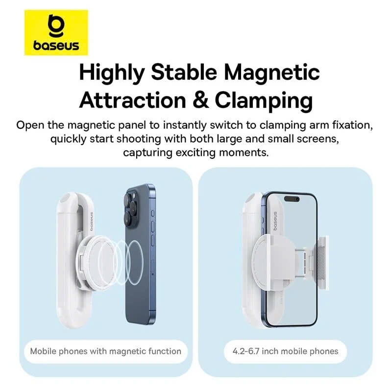 Gậy Selfie Từ Tính Baseus TechShot Series Dual-Support Phone (Nam Châm + Kẹp, Bluetooth Remote control) hàng chính hãng