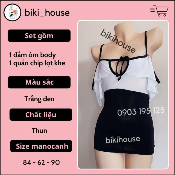 Đầm ngủ sexy cosplay thư ký ôm body gợi cảm váy 2 dây nữ văn phòng khoét ngực quyến rũ BIKI HOUSE N713 - Hỏa Tốc - HCM