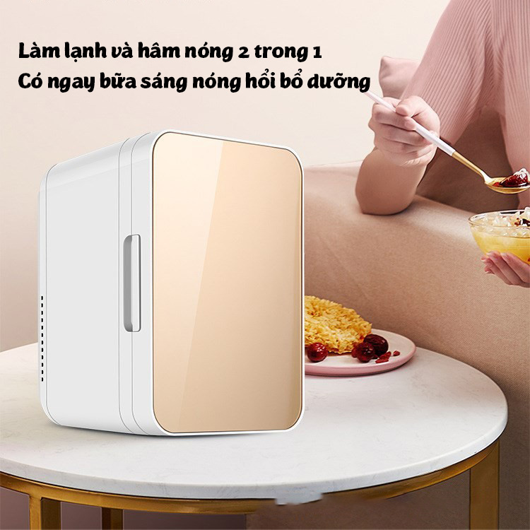 Tủ lạnh mini 8 lít SAST PD-8L đựng mỹ phẩm làm mát nước uống bảo quản hoa quả thực phẩm - Tủ lạnh mini 2 dây nguồn cho gia đình và ô tô