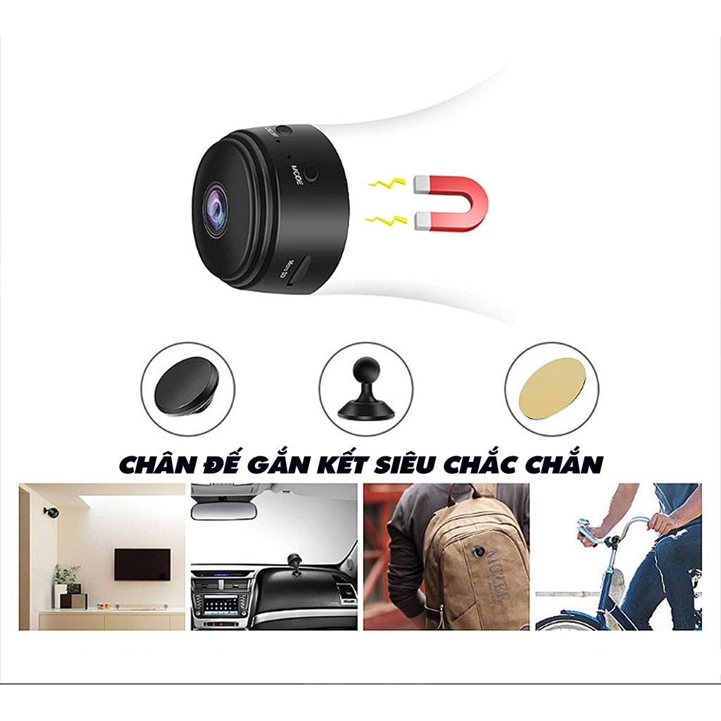 Camera mini siêu nhỏ A9 Plus FullHD 1080p IP wifi kết nối với điện thoại, quay ban đêm