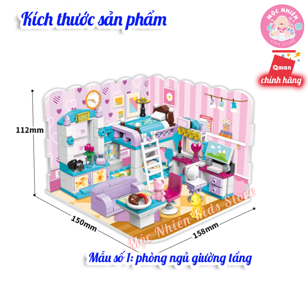 Hình ảnh Đồ chơi lắp ráp, xếp hình Qman 4801 - Phòng của bé gái (194 mảnh ghép) - Dành cho bé từ 6 tuổi