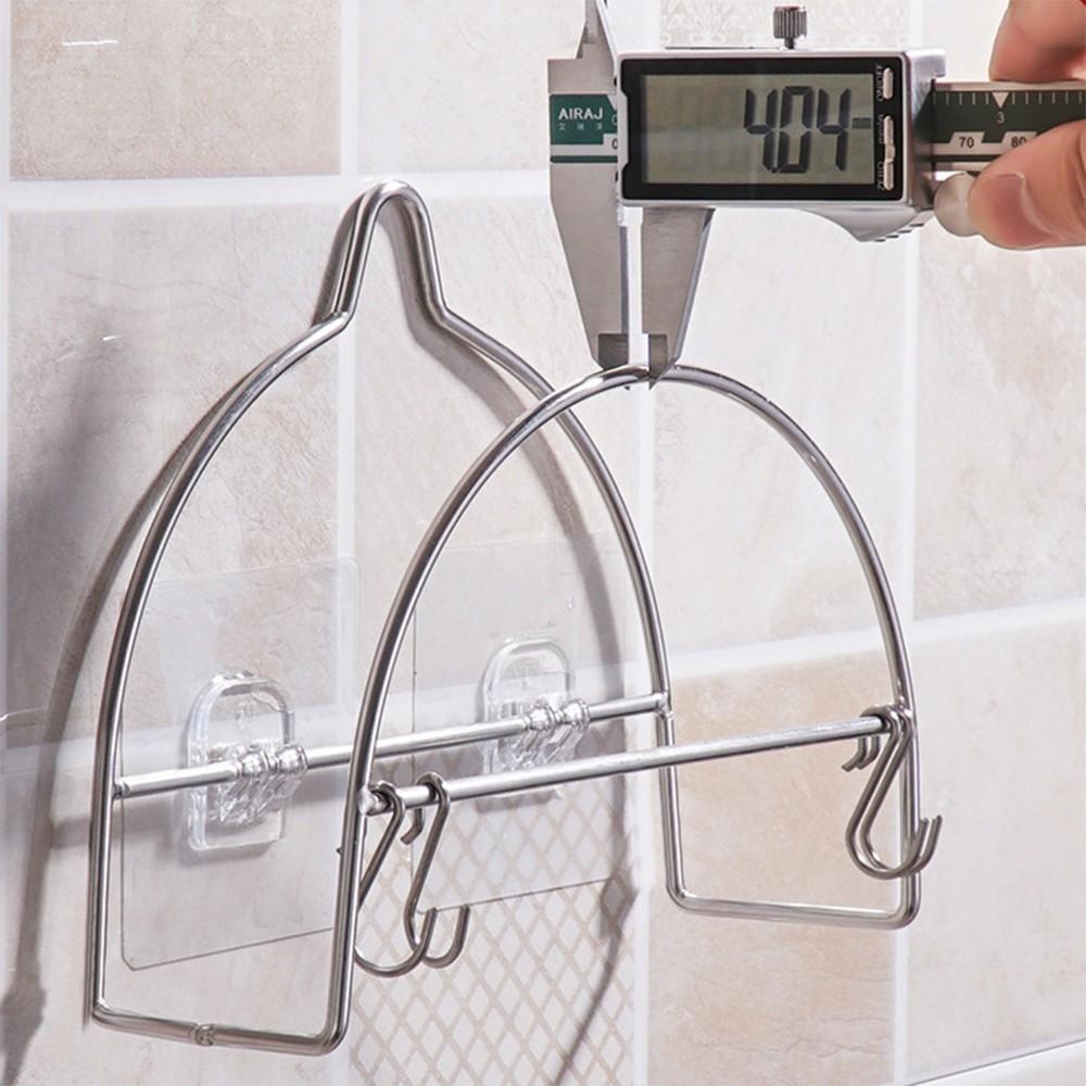 Giá Để Thớt INOX H7 Gắn Tường Sạch Sẽ - Kèm 4 Móc Treo Khăn, Treo Đồ Nhà Bếp Đa Năng