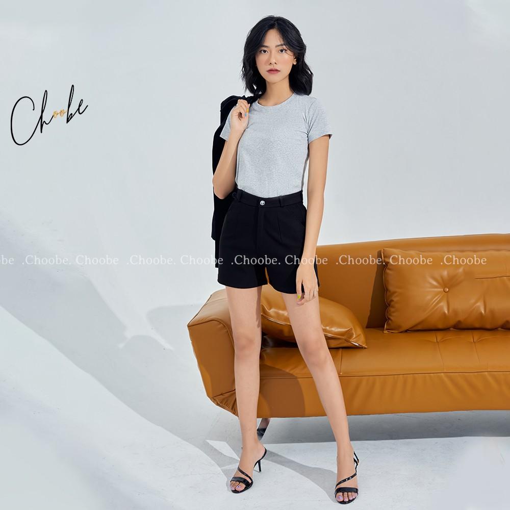 Quần short nữ Choobe cạp cao chất vải Umi Hàn cao cấp co giãn tốt tôn dáng -Q19