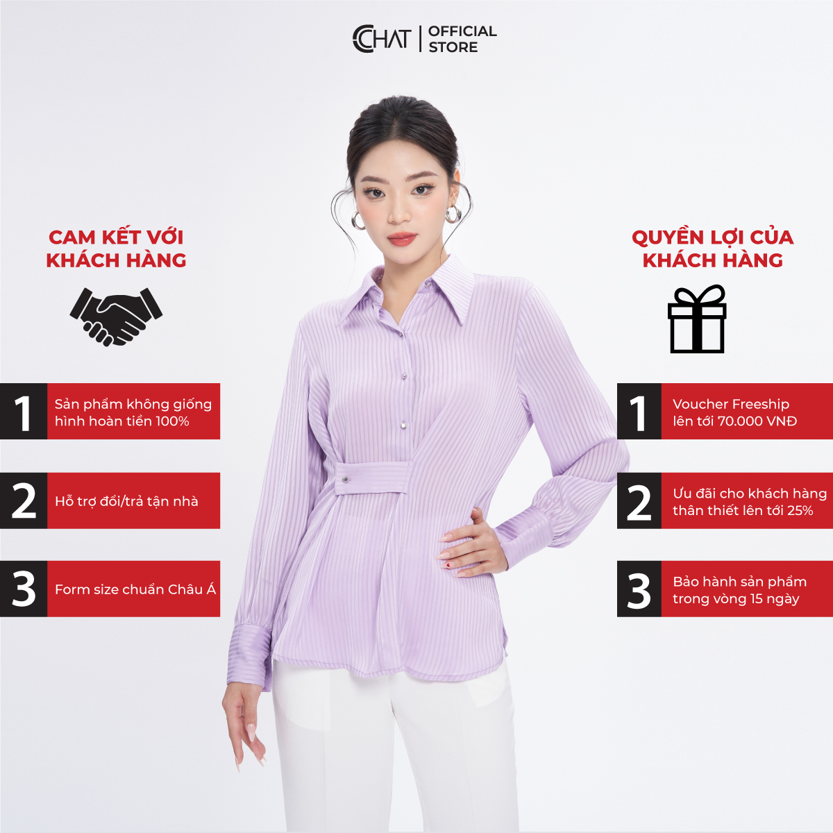 Áo Sơ Mi Nữ Xếp Ly Kiểu 1 Bên Thân Trước Dáng Suông Chất Voan Cao Cấp 53FDE2028ST